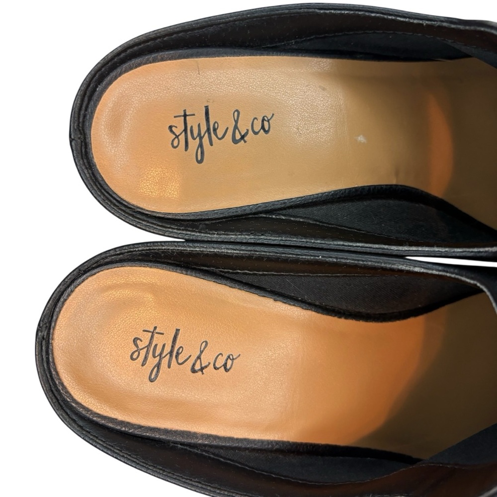 Style & Co Black Leather Block Heel Mules – Size 7.5 - Picture 5 of 9